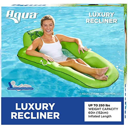 Aqua Campania Ultimate 2-in-1 Pool Float Lounge  Extra Large  Inflatable Pool Floats for Adults with Adjustable Backrest & Cupholder Caddy  Multiple Colors/Styles
