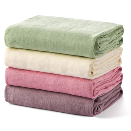 Momcozy Muslin Swaddle Blankets, 4 Pack Light Green