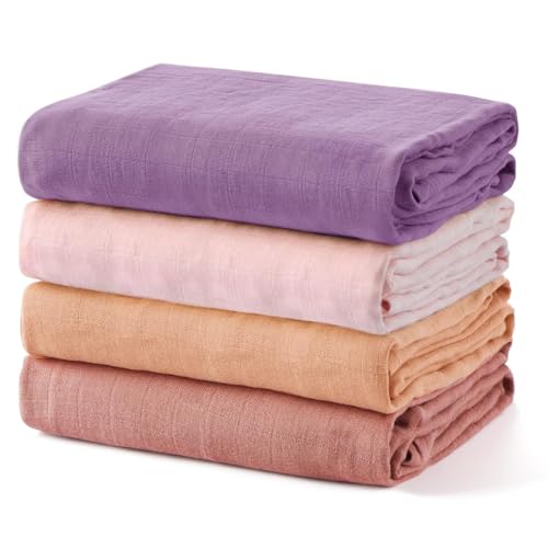 Momcozy Muslin Swaddle Blanket, 4 Pack Large 47 X 47 Inches