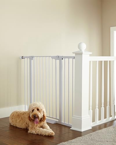 Cumbor 36" Extra Tall Baby Gate for Dogs and Kids with Wide 2-Way Door, 29.7"- 46" Width, and Auto Close Personal Safety for Babies and Pets, Fits Doorways, Stairs, and Entryways, White
