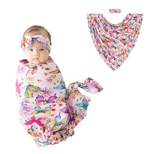 Posh Peanut Viscose Bamboo Swaddle (Watercolor Butterfly)