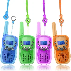 Wishouse Walkie Talkies for Kids, Toys for 3-8 Year Old Boys Girls, Childrens Radio Long Range with Detachable Lanyard Flashlight, Outdoor Camping Games Halloween Cosplay Xmas Birthday Gift 4 Pack
