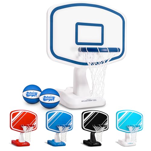GoSports Splash Hoop Swimming Pool Basketball Game, Includes Poolside Water Basketball Hoop, 2 Balls and Pump  Choose Your Style