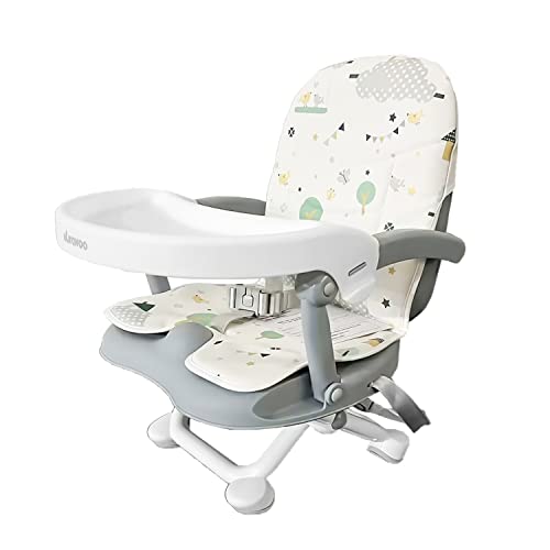 Baby Booster Seat for Dining Table with Removable Tray & Cushion, 3in1 Portable Toddler Booster Seat, 4 Height Adjustable Travel High Chair for Babies and Toddlers