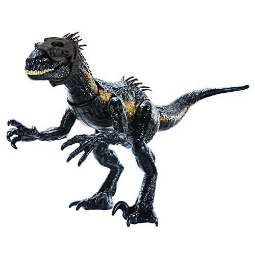 Mattel Jurassic World Dinosaur Figure Indoraptor Track N Attack with Tracking Gear & 3 Attack Features, Toy Gift with Physical & Digital Play