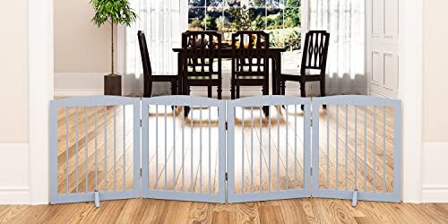Freestanding Pet Gate - Foldable Wooden Dog Gate