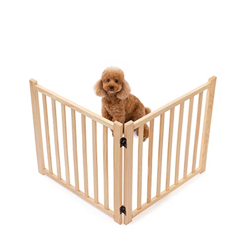 YOCAN Paint-Free Wood FreeStanding Pet Gate for Dogs,Wooden Dog Gates for Doorways, Stairs,The House, Dog Fences Indoor Puppy Gate-2 Panel H:23
