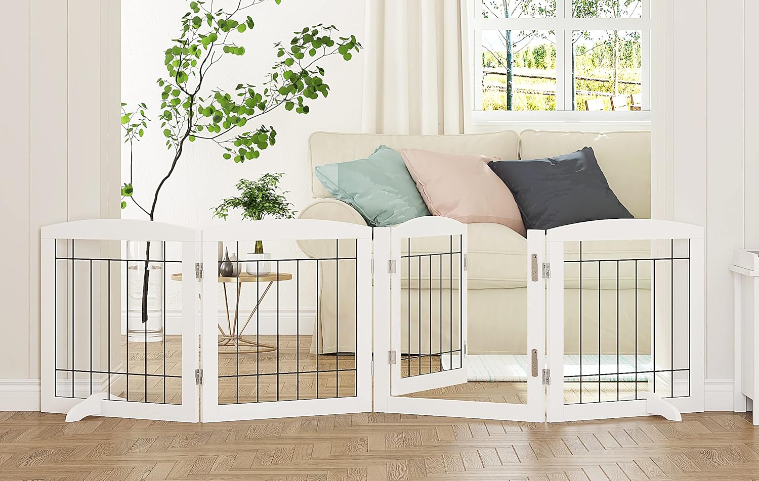 PAWLAND Freestanding Dog gate (White)