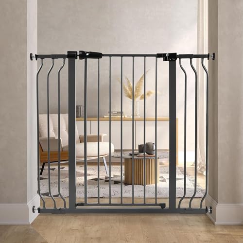 BalanceFrom Easy Walk-Thru Baby and Pet Safety Gate with Hold-Open and Auto-Close  Adjustable Steel Barrier for Stairs, Doorways, and Hallways, No Drilling Installation