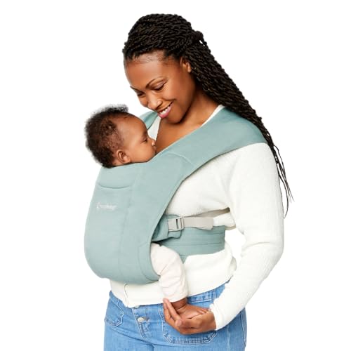 Ergobaby Embrace Baby Carrier Newborn to Toddler - Breathable Baby Carriers for Summer - Cozy Essentials (7-25 Pounds), Ponte Knit, Jade Green