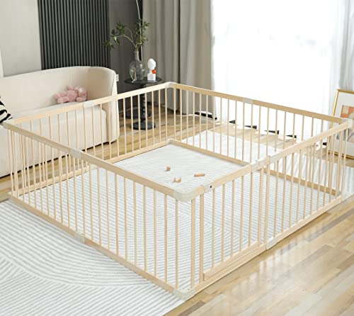 Conababy Baby Playpen Play Fence Gate Play Pen Wood Large,Playpens for Babies and Toddlers Kids Indoor,Baby Play Yards Gym Area,Baby Day Care Play Pin(160x180CM)...