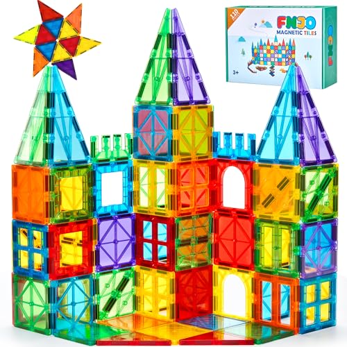 FNJO Magnetic Tiles, 110PCS Magnet Building Set, Magnetic Building Blocks,Construction STEM Learning and Playing Toys for Kids, Montessori Toy for Preschool Boys Girls Toddlers Classroom Must-Haves
