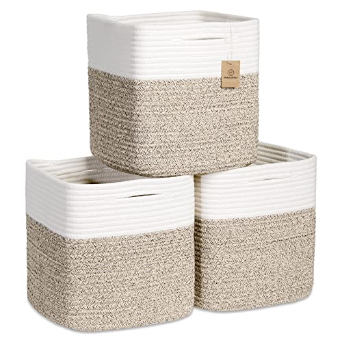 NaturalCozy 11in Cotton Rope Baskets (3-Pack)
