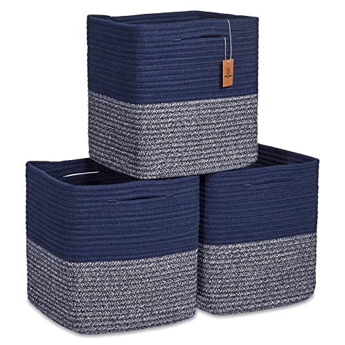 NaturalCozy 11in Cotton Rope Baskets (3-Pack)