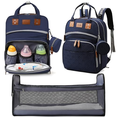 Baby Diaper Bag Backpack with Changing Station, best baby registry shower gifts, Baby Diaper Bags for Men and Women,Essential Gifts for New Parents of Babies(Dark Blue)