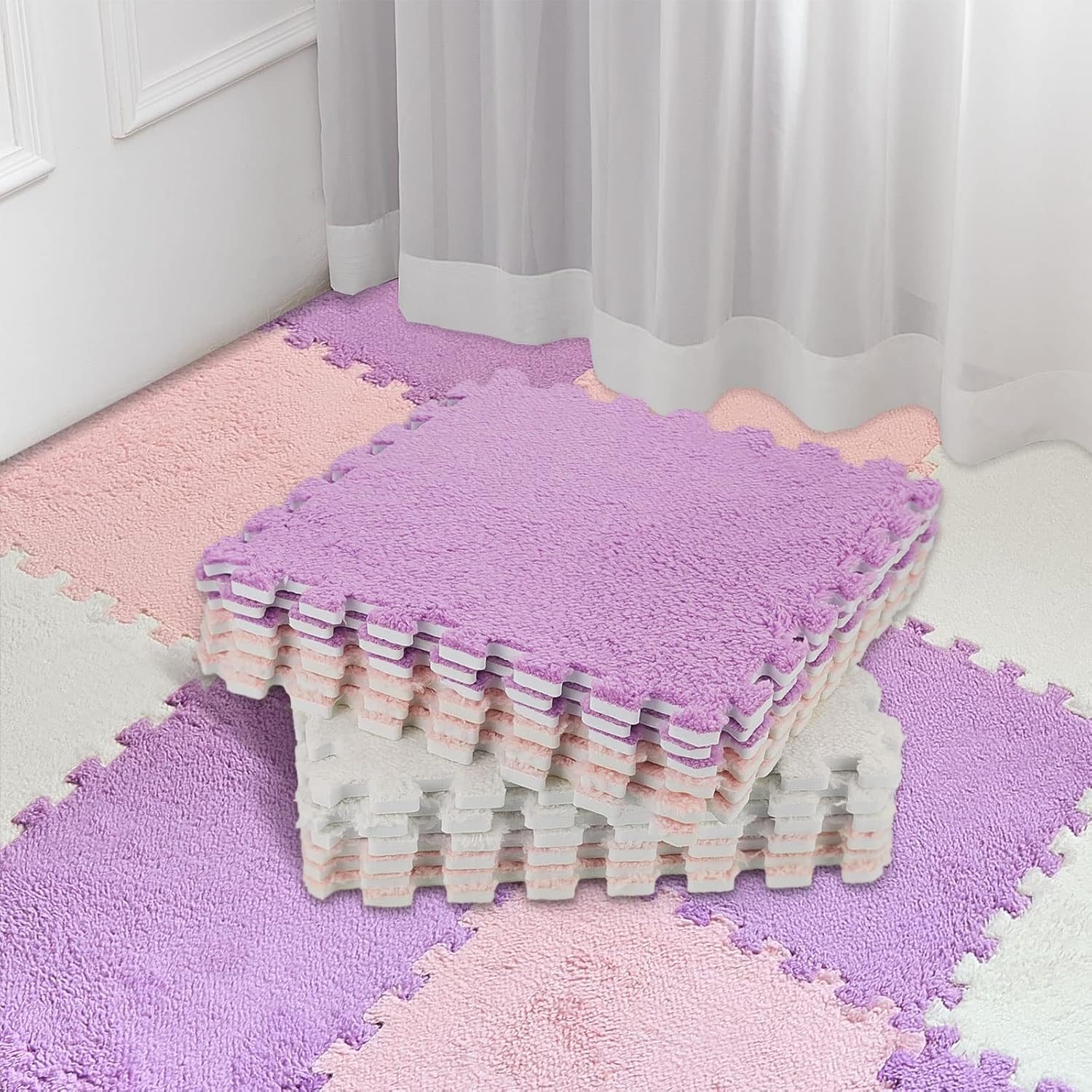 Amylove 36 Pcs Plush Foam (Beige/Pink/Mauve)