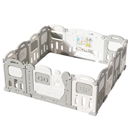 UNICOO Baby Playpen (Grey+White)