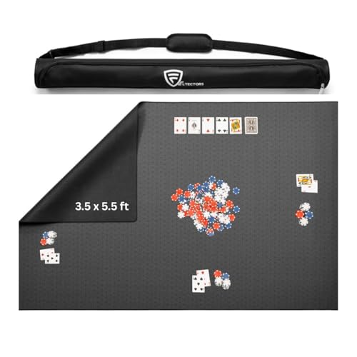 Board Game Mat 42 x 66 Inches, Table Cover for Mahjong, Poker, Playing Cards, Tile Games, Dominoes, and RPG - Neoprene Gaming Playmat, Water Resistant Tabletop with Carrying Bag - Black