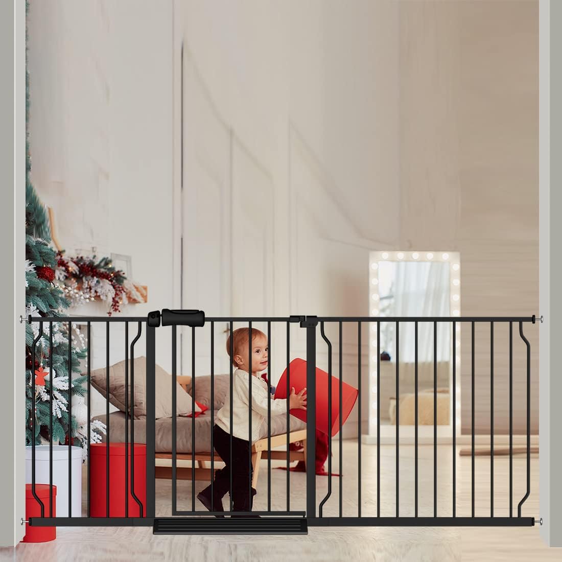 Extra Wide Baby Gate 71.6-76.37 Inch Black