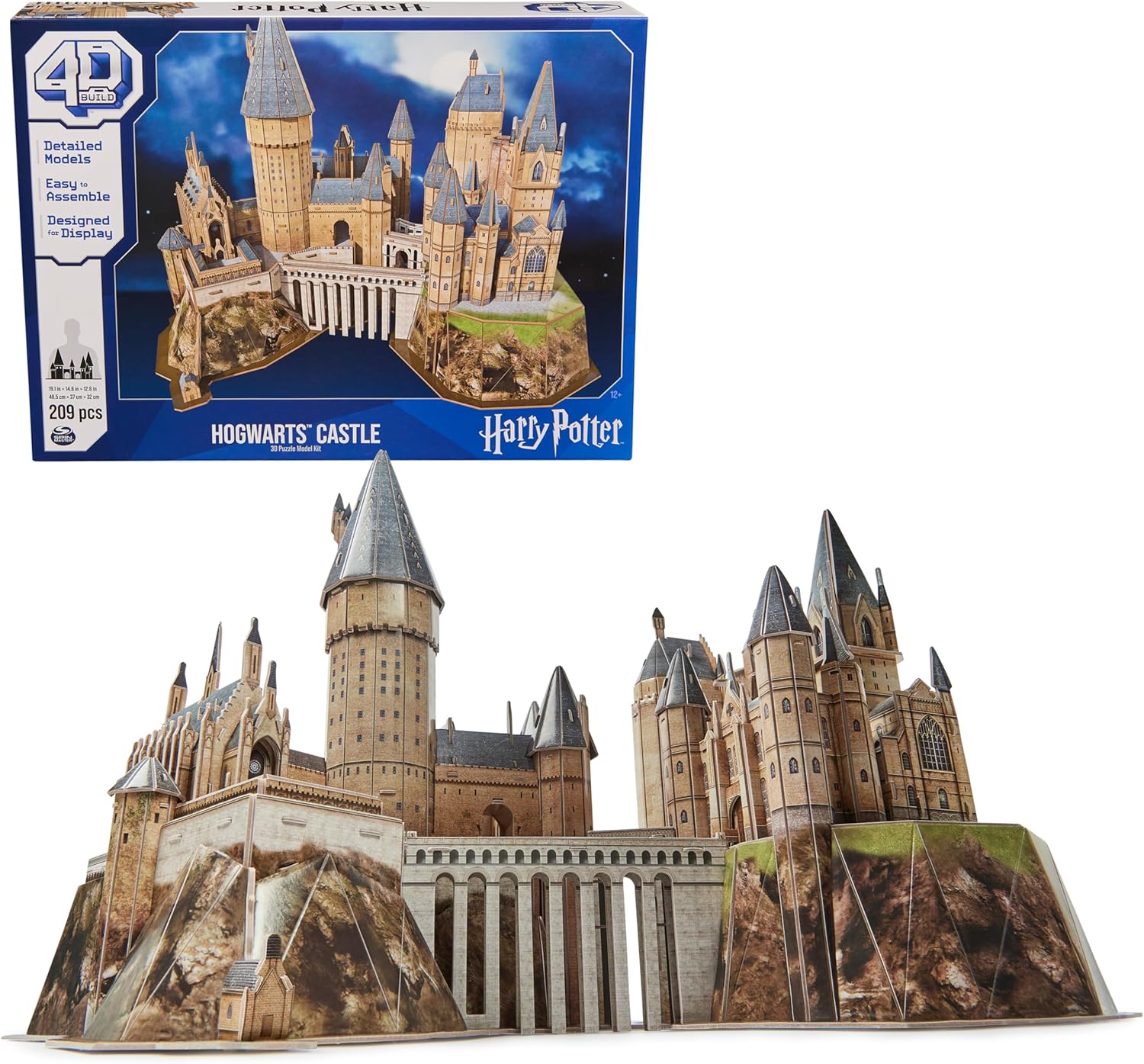 4D Build, Harry Potter Hogwarts Castle 3D Puzzle Model Kit 209 Pcs | Harry Potter Gifts Desk Decor | Building Toys | 3D Puzzles for Adults & Teens 12+