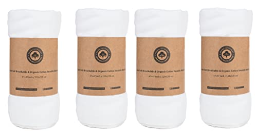 Organic Cotton White Swaddle Blankets