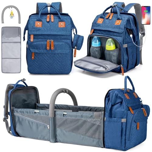 KABAQOO Diaper Bag Backpack (Blue)