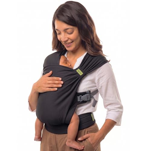 Boba Bliss Pre-Wrapped Baby Carrier with Buckle - Newborn to 7-35 lbs Light, Breathable & Easy to Adjust Hybrid Infant Sling & Toddler Carrier - Certified Hip-Healthy for 0-18 Months - Black