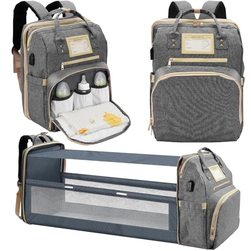 Lenski Diaper Bag Backpack, Baby Shower Gifts for New Mom, Baby Registry Search, Newborn Diaper Bag with Changing Station and USB Charging Port, Toddler Travel Essential, Large Capacity Nappy Bag