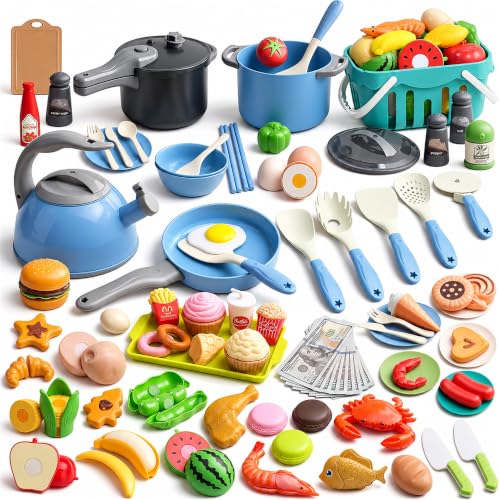 Funpynani 130Pcs Kitchen Playset (Blue)