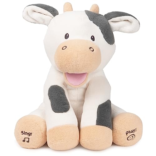 Baby GUND Buttermilk the Cow Animated Plush, Singing Stuffed Animal Sensory Toy, Sings Old MacDonald and Teaches Animal Sounds, Cream/Grey, 12