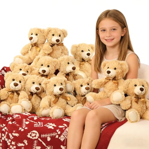MaoGoLan 12 Pack Teddy Bears in Bulk 14 inch Stuffed Animals Set for Kids Small Stuffed Bears Bulk Teddy Bear for Wholesale, Baby Shower Decorations Christmas (Machine Washable)