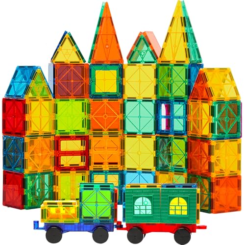 CuteTiger Mangetic Tiles, 100PCS Magnet Building Toys, Magnetic Building Set for Kids, Stacking Blocks, Perfect STEM Toys Gift for Boys and Girls