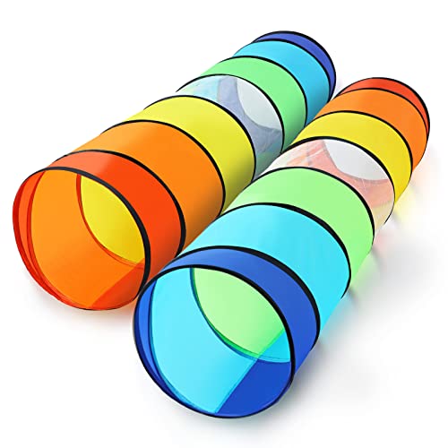 Moncoland Kids Play Tunnel Tent for Toddlers, Pack of 2 Colorful Pop Up Crawl Tunnel Toy for Baby or Pet, Collapsible Gift for Boy and Girl Play Tunnel Indoor and Outdoor Game
