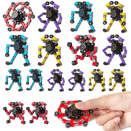 Transformable Fidget Spinners 16 Pcs for Kids and Adults Stress Relief Sensory Toys for Boys and Girls Fingertip Gyros for Party Favors Easter Gifts for Kids