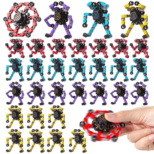 Transformable Fidget Spinners 32 Pcs for Kids and Adults Stress Relief Sensory Toys for Boys and Girls Fidget Toy Classroom Party Favors for Kids 4-8 8-12, Goodie Bag Stocking Stuffers Gifts