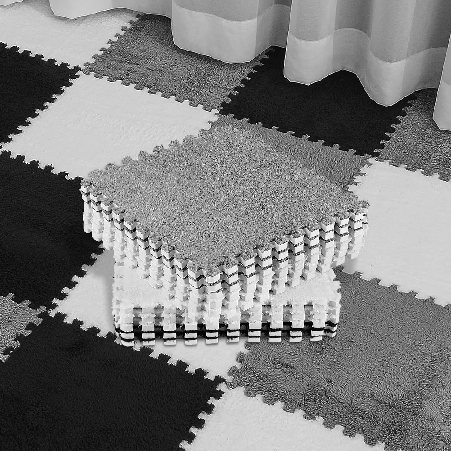Amylove 36 Pcs Plush Foam (Black/White/Gray)