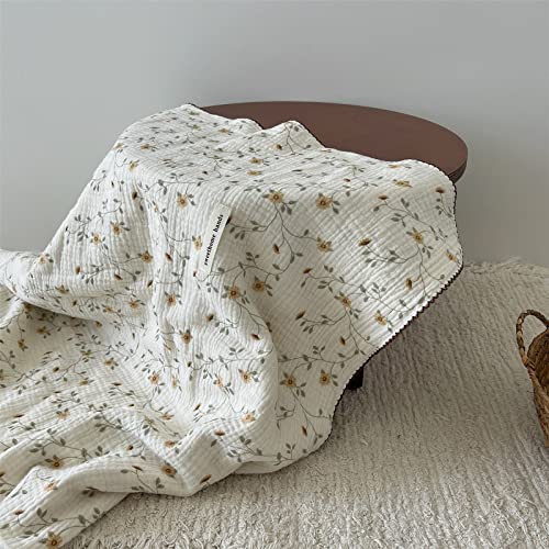 BuLuTu 4 Layers Sunflower Pattern Muslin Kids Blanket