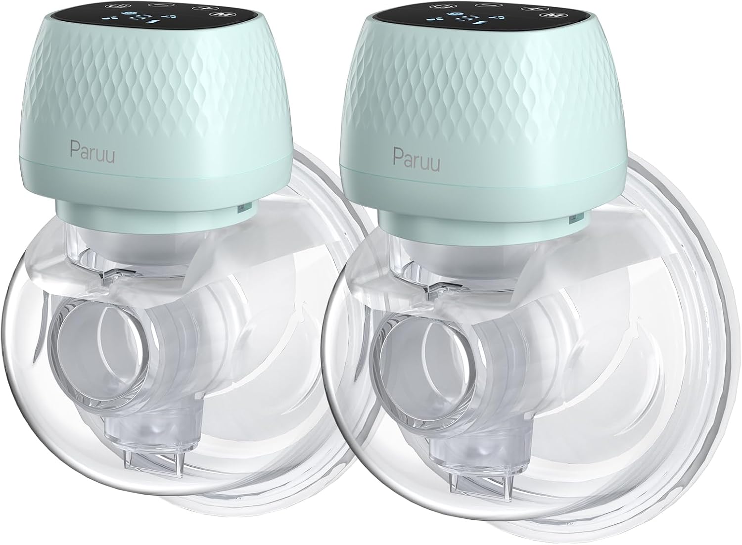 Paruu R12 Wearable Breast Pump Hands-Free, Electric Portable Breast Pump with 3 Modes & 9 Levels, Rechargeable & Smart Display, Memory Function, 19/22/25mm Flange, 2 Pack