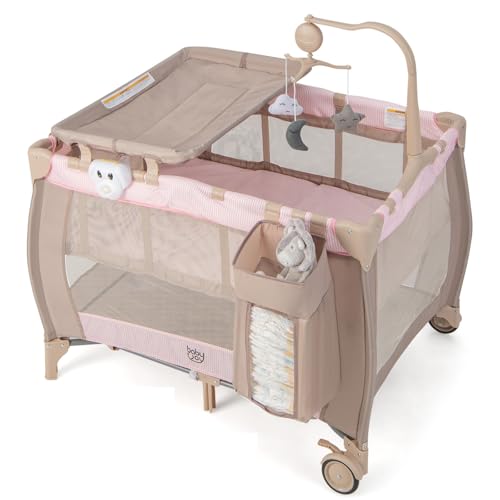 Costzon 3 in 1 Pink Pack and Play