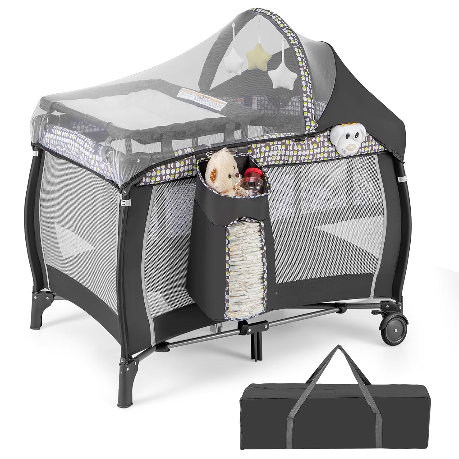 HONEY JOY Foldable Nursery Center (Gray)