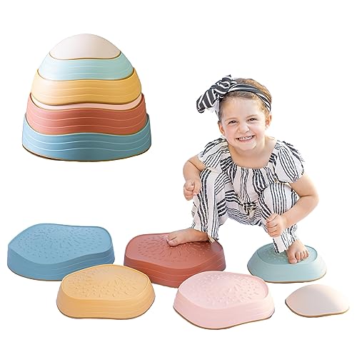 Capri & Camden Co. Balance Stepping Stones for Kids| Sensory Stepping Stones for Toddlers 1-3| Gender Neutral Set of 6 Balance Steps for Obstacle Courses