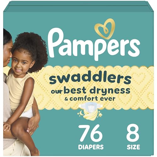 Pampers Swaddlers Diapers, Size 8 (30+ lbs), 76 Count, Absorbent, Keeps Baby Dry and Comfortable, Skin Safe Disposable Baby Diaper (Packaging May Vary)