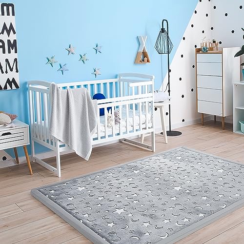 MAXYOYO Baby Play Mat, 1.2" Thick Memory Foam Soft Padded Carpet with Non-Slip Backing, Japanese Tatami Rug Living Room for Kids Toddler Children Nusery