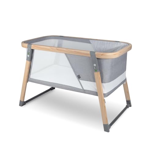 Boppy Portable Baby Bassinet - Lightweight, Low, Fold-Flat Travel Bassinet with Mesh Sides, Anti-Tilt, 2 Custom Fitted Mattress Covers & No Assembly - Gray Pickup Sticks