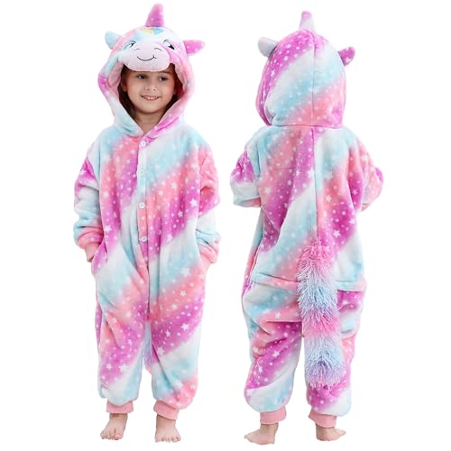 MICHLEY Animal Hooded Romper Kids Flannel Halloween Cosplay Pajamas Costume 3-12T for Autumn Winter