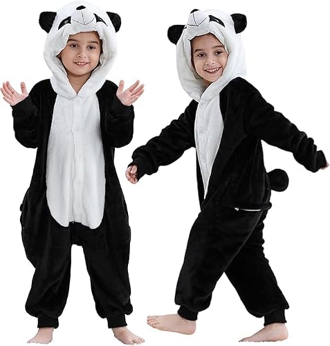 MICHLEY Animal Hooded Romper Kids Flannel Halloween Cosplay Pajamas Costume 3-12T for Autumn Winter