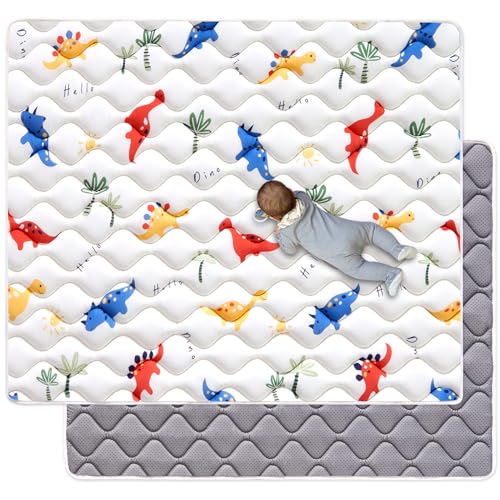 Odorless Premium Foam Baby Play Mat, Soft Microfiber Fabric Crawling Mat for Floor- Comfortable and Hypoallergenic, Non-Slip Cushioned Floor Playpen mat for Infants,Babies,Toddlers