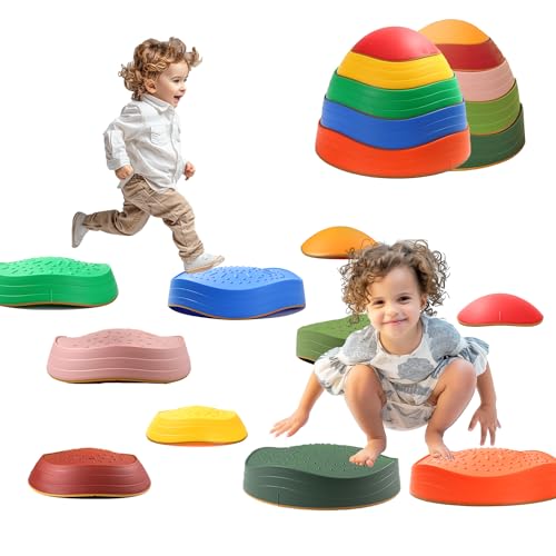 makarci stepping stones for kids, 10pcs preschool toys promoting balance coordination skills indoor or outdoor play obstacle courses also autism sensory products for toddlers