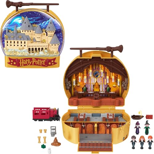 Polly Pocket Collector Playset, Harry Potter Compact with 5 Character Dolls & 11 Accessories, Hogwarts Exterior