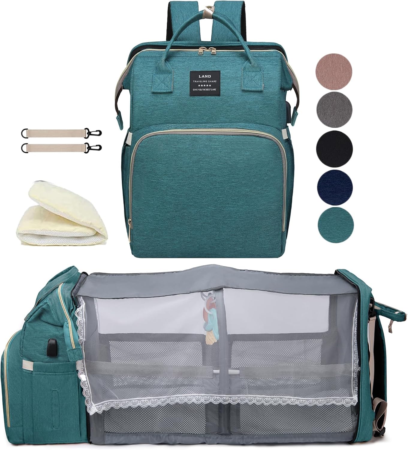 Green Diaper Bag Backpack for Mom: Baby Bags for Boys Girls Toddler Women Men Large Back Pack Diapers Bag Big Travel Panaleras Modernas Para Bebe Nina Unisex Newborn Essential Baby Registry